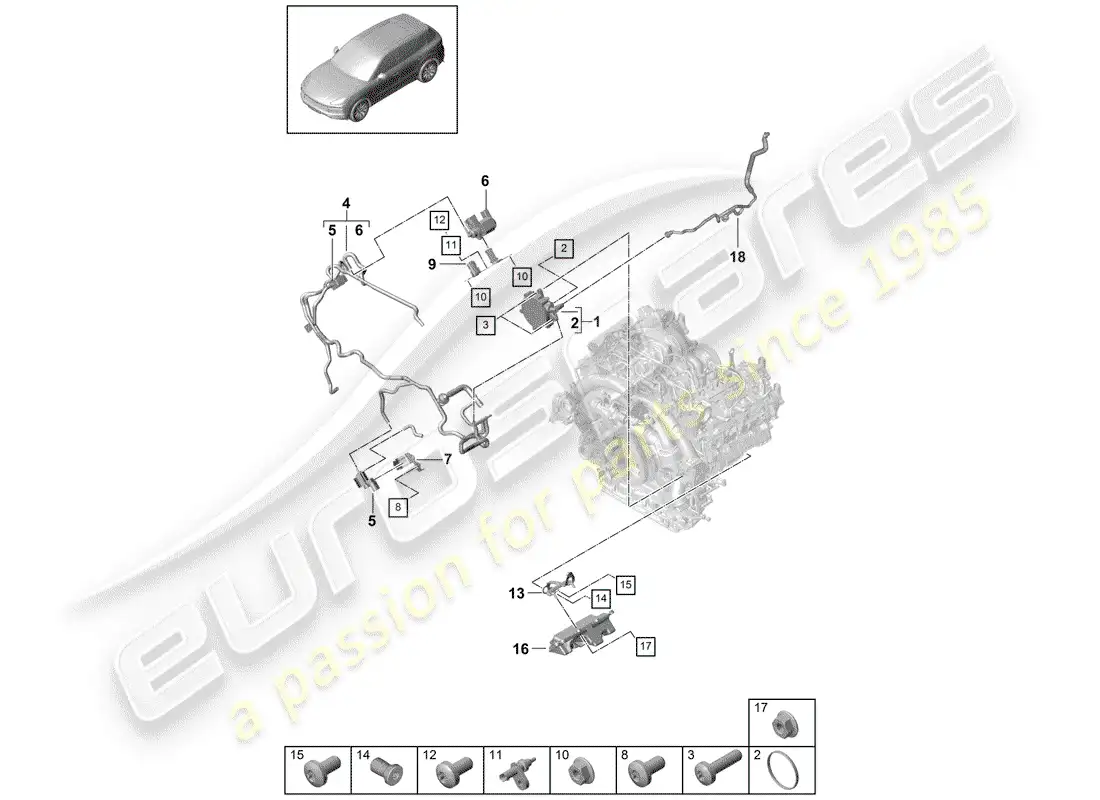 porsche 2020 (cayenne e3 9ya/9yb) vacuum system part diagram
