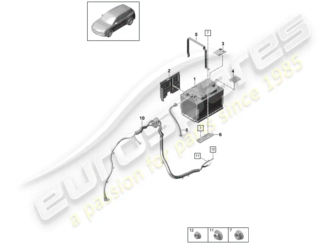 porsche 2020 (cayenne e3 9ya/9yb) battery parts diagram