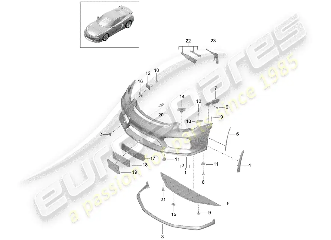 porsche 2016 (981 cayman gt4) bumper part diagram