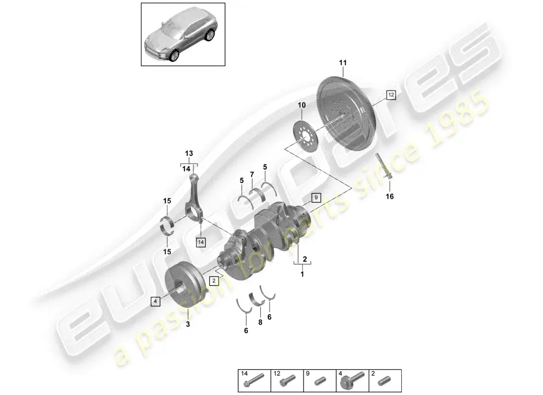 porsche 2020 (macan) crankshaft parts diagram
