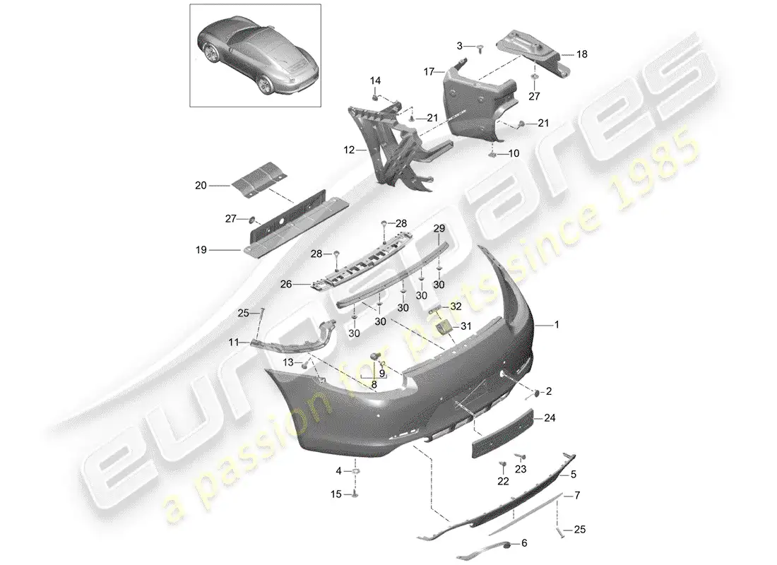 porsche 2016 (991-1) bumper parts diagram