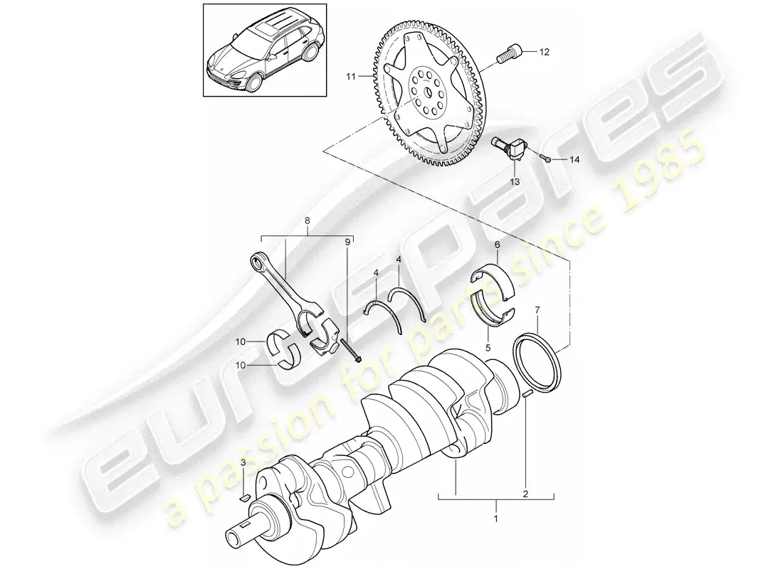 porsche 2018 (cayenne e2 92a) crankshaft parts diagram