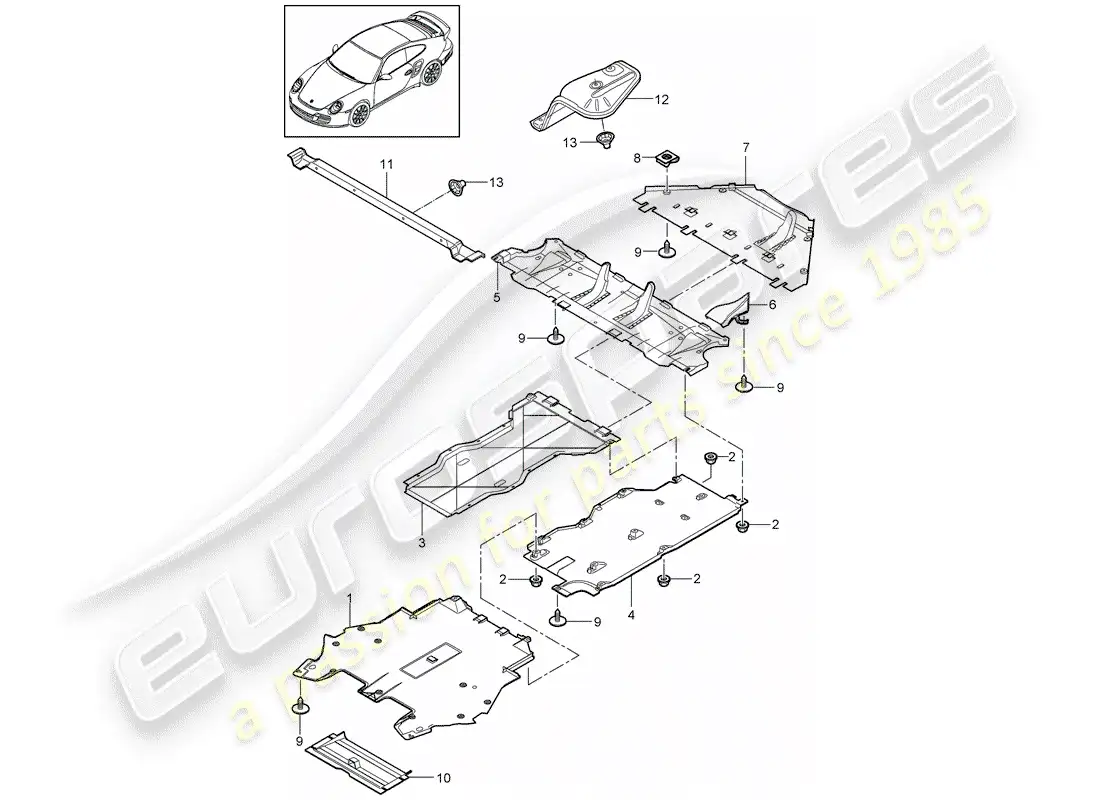 porsche 2012 (997-2 turbo / gt2 rs) trims parts diagram