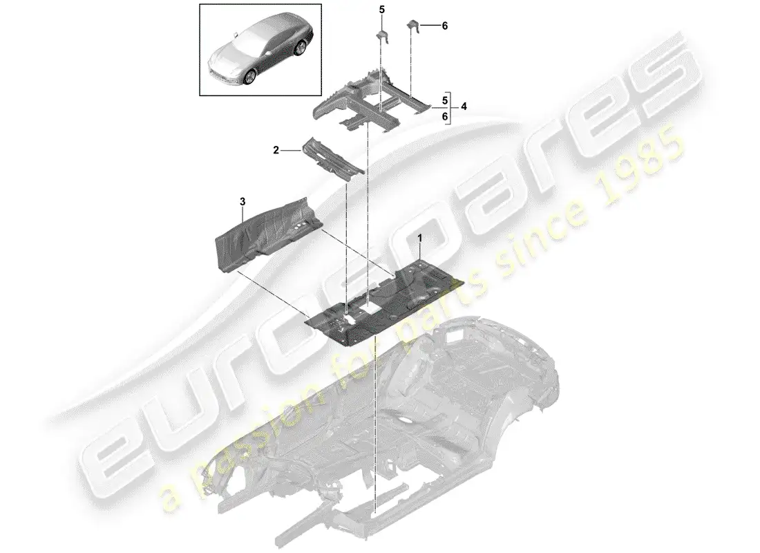 porsche 2017 (panamera 971-1) floor plates part diagram