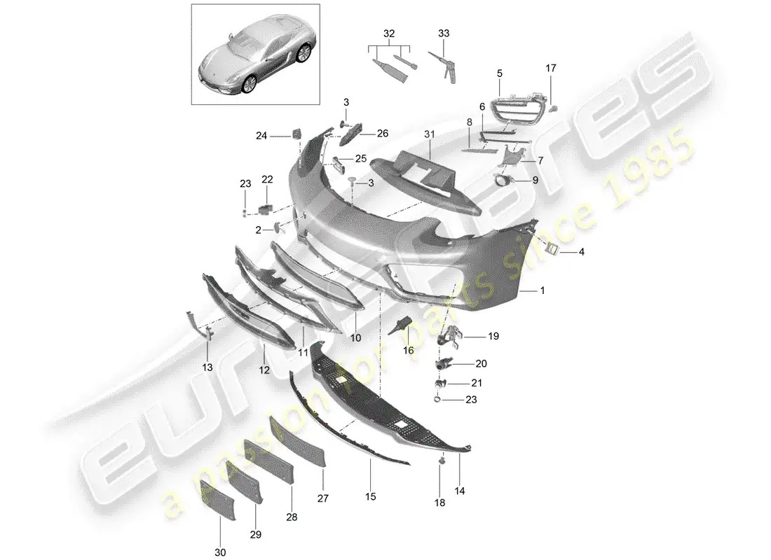 porsche 2014 (981 cayman) bumper parts diagram