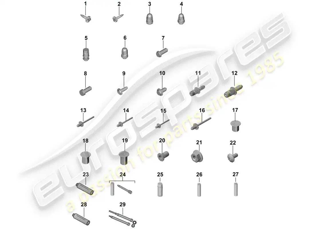 porsche 2020 (cayenne e3 9ya/9yb) fasteners part diagram