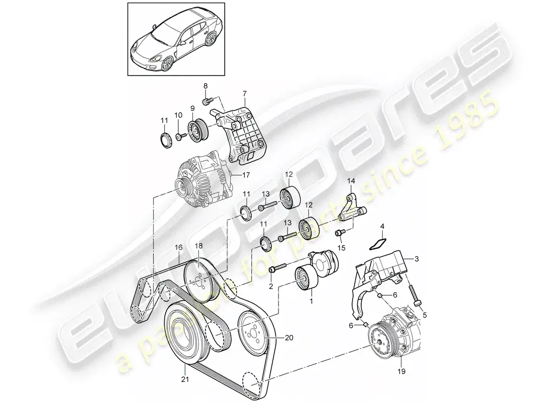 porsche 2014 (panamera 970) belt tensioner parts diagram
