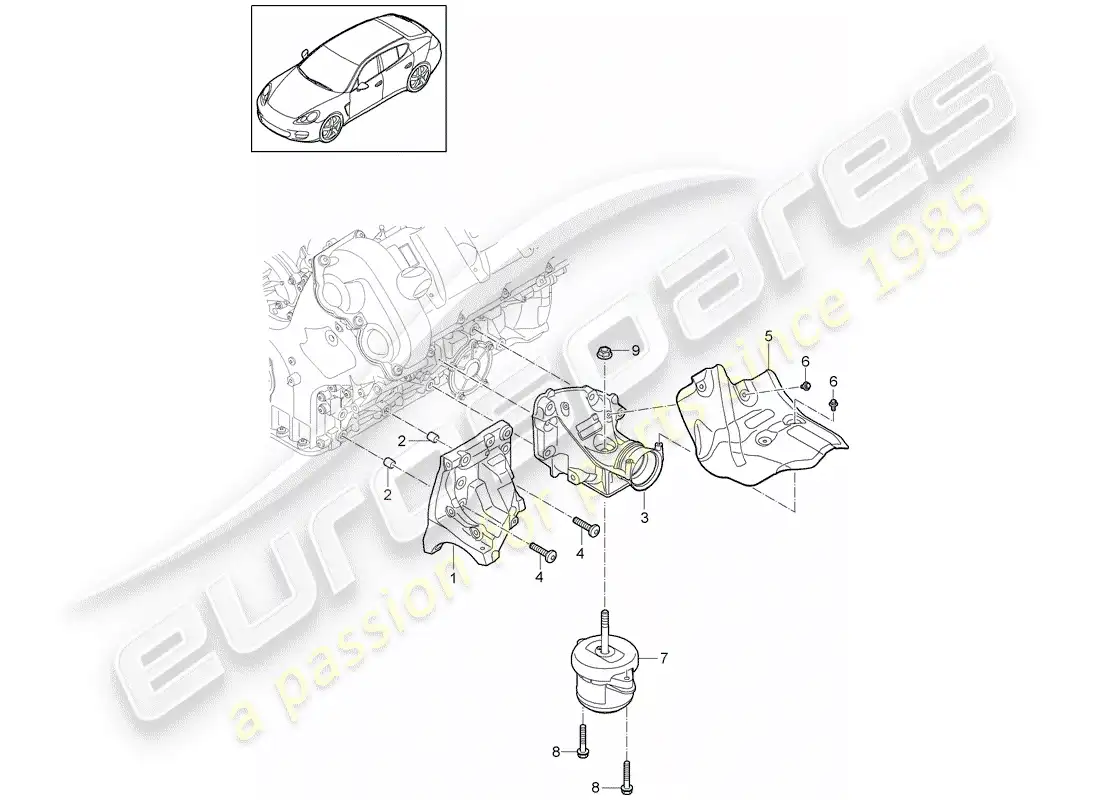 porsche 2013 (panamera 970) engine suspension parts diagram