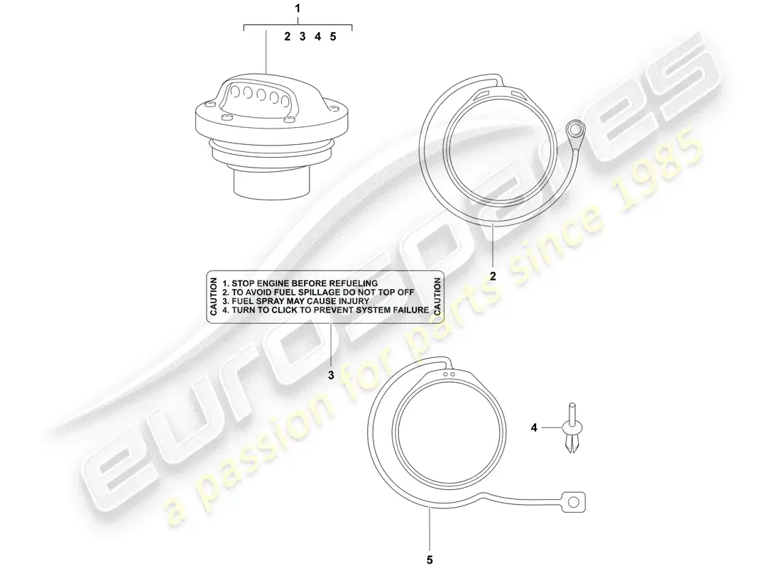 porsche 2009 (tequipment) fuel tank cap parts diagram