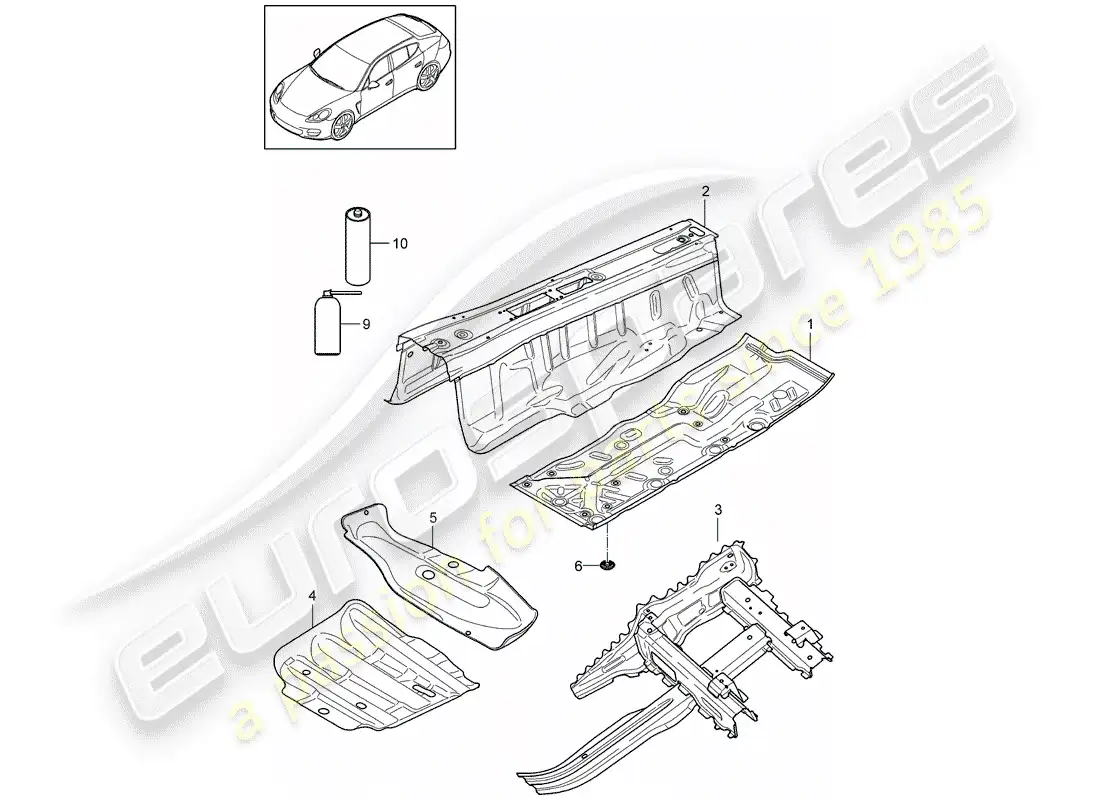 porsche 2014 (panamera 970) floor parts diagram