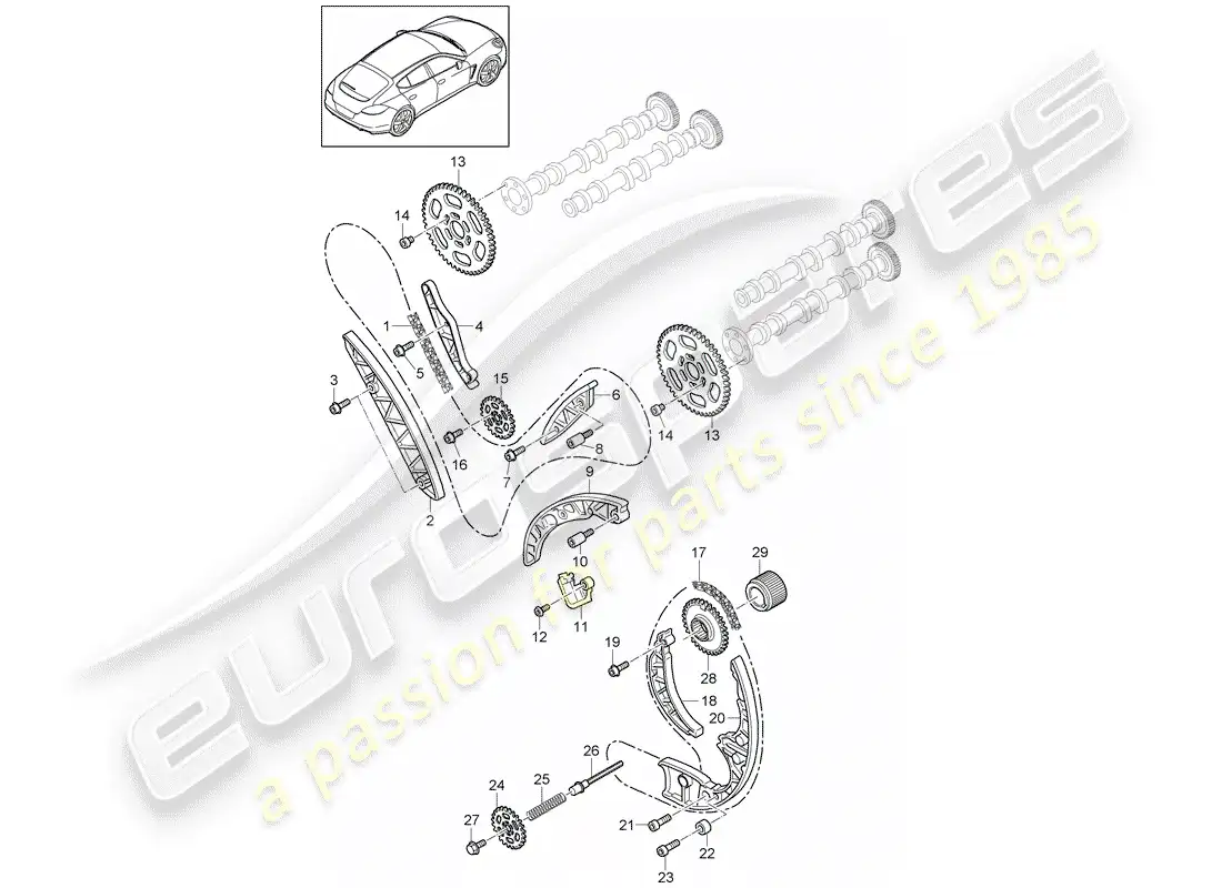 porsche 2013 (panamera 970) timing chain parts diagram