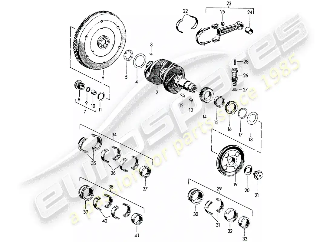 porsche 1961 (356b/356c) crankshaft parts diagram