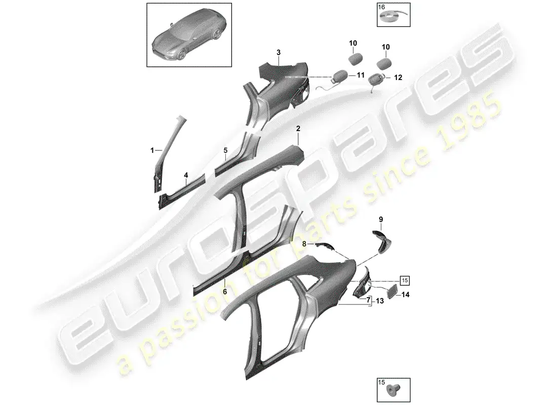 porsche 2019 (panamera 971-1) side panel parts diagram