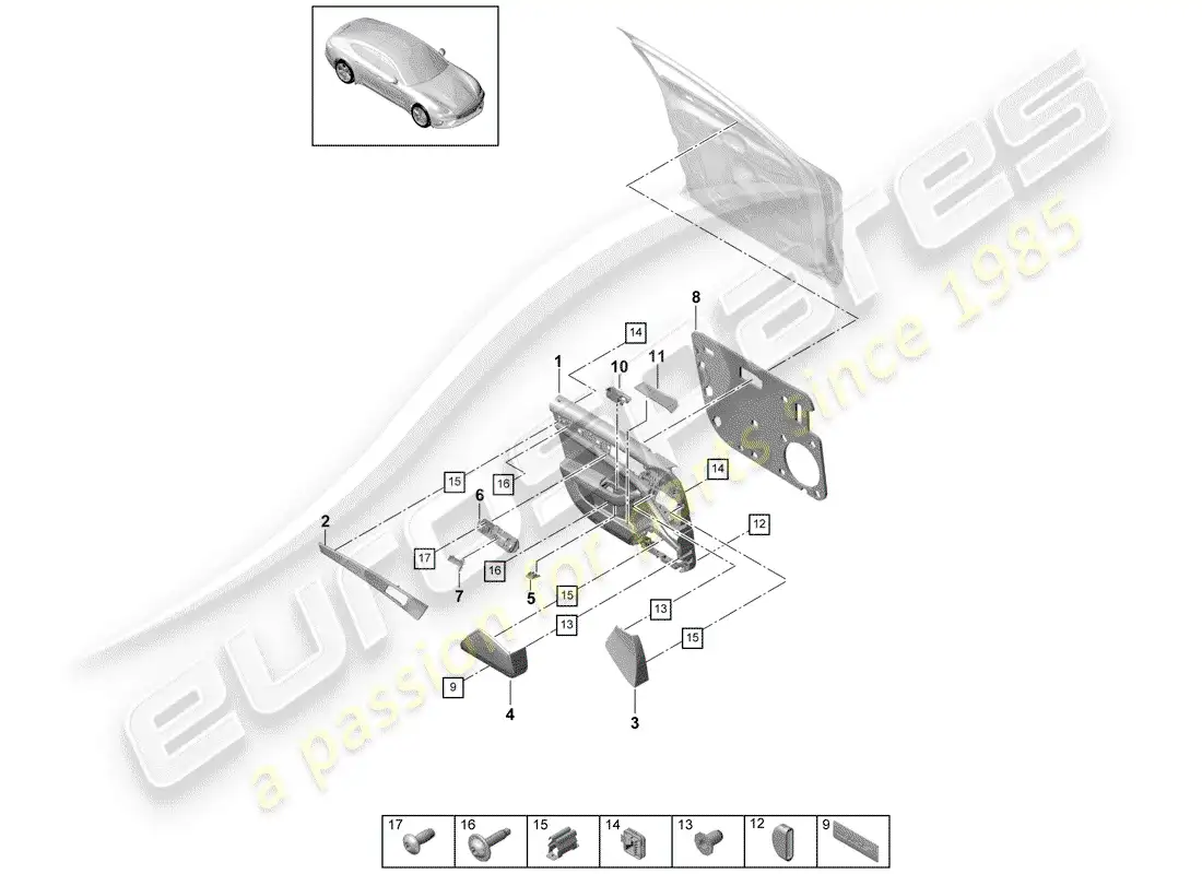 porsche 2017 (panamera 971-1) door panel part diagram