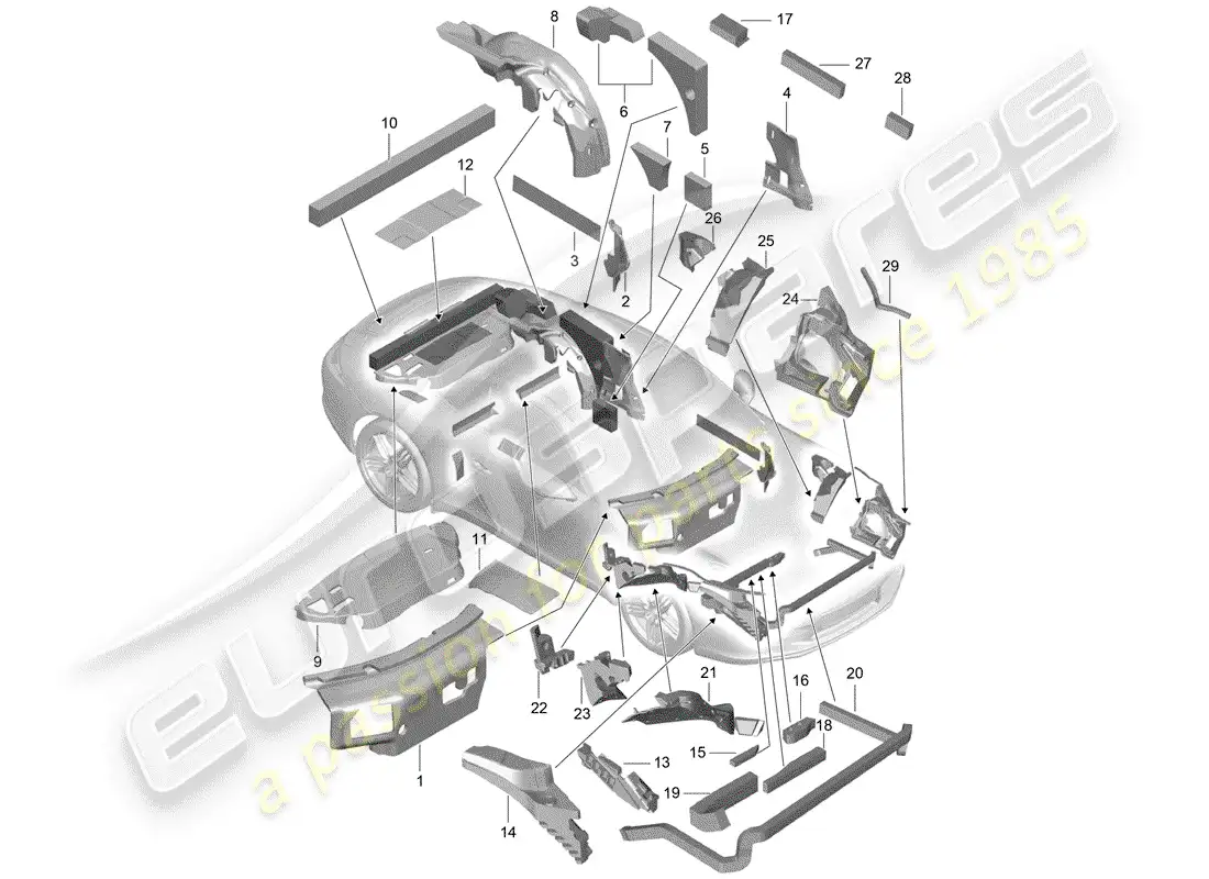 porsche 2017 (991-2) body shell parts diagram