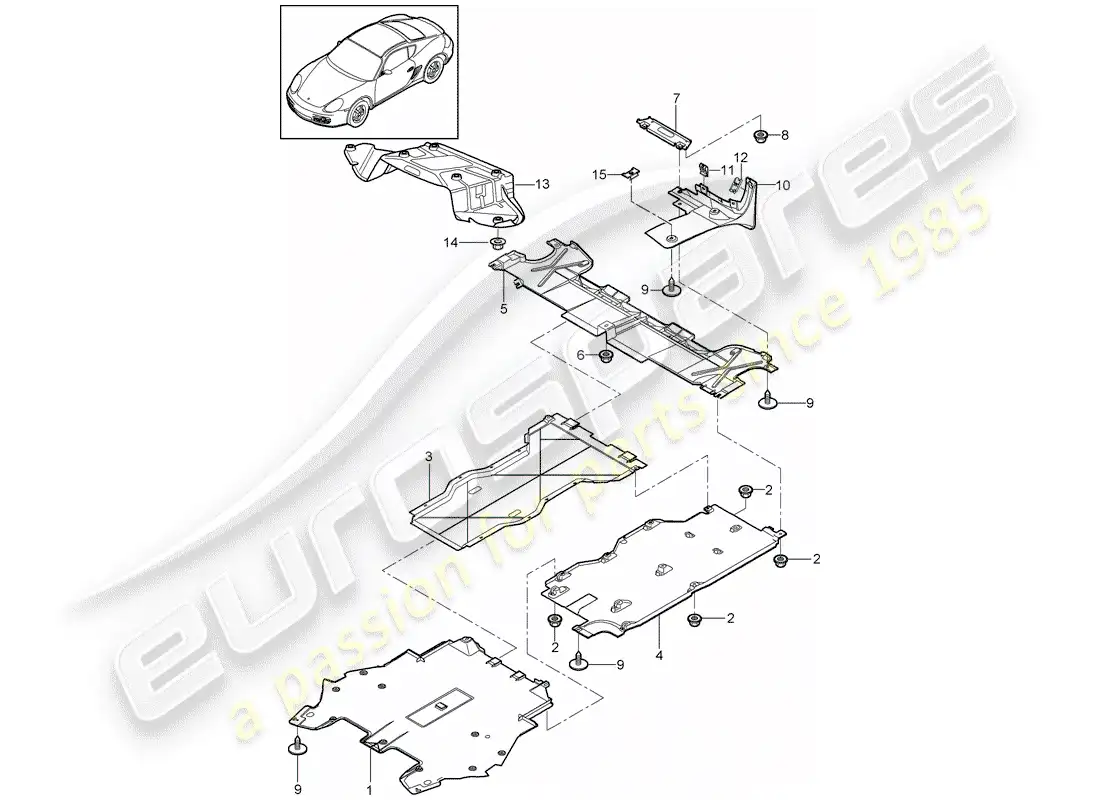 porsche 2010 (987 cayman) trims parts diagram