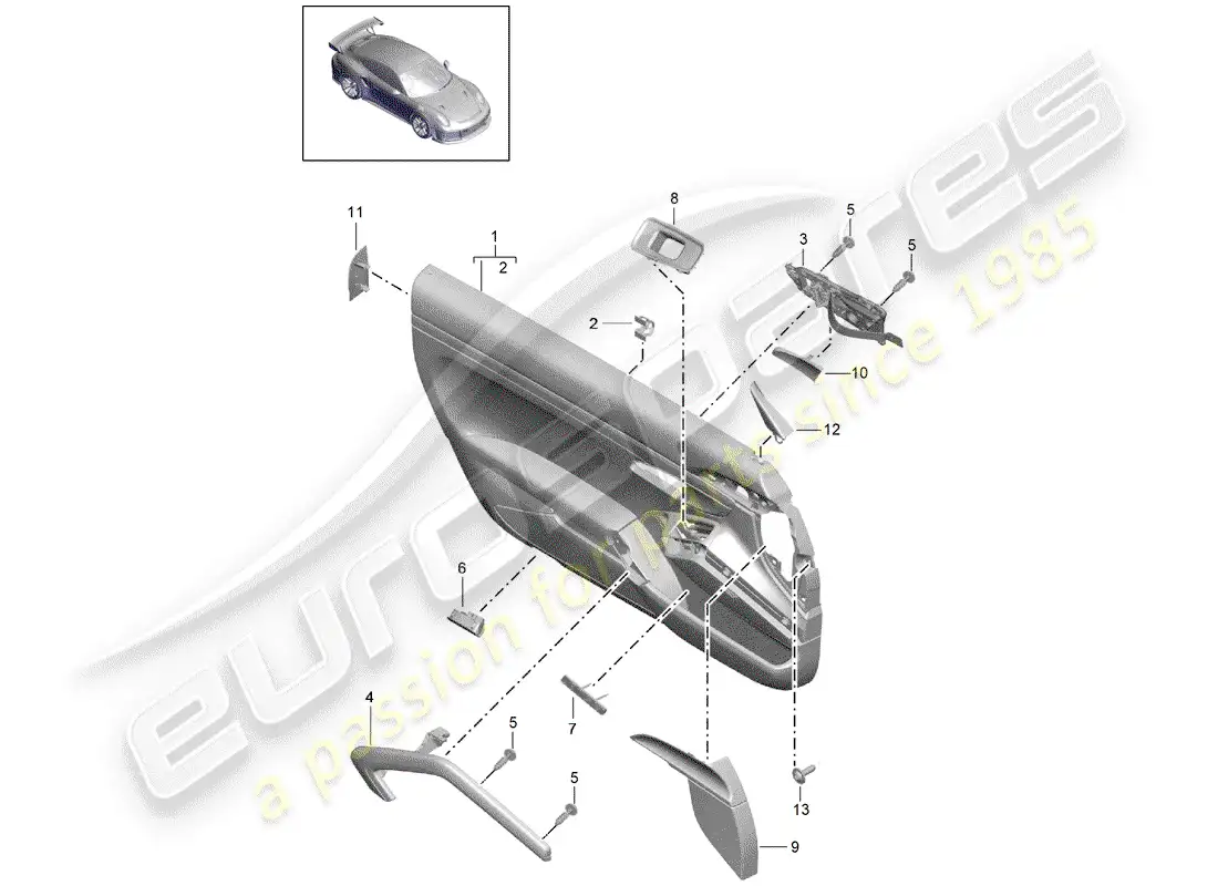 porsche 2017 (991-2 turbo) door panel part diagram
