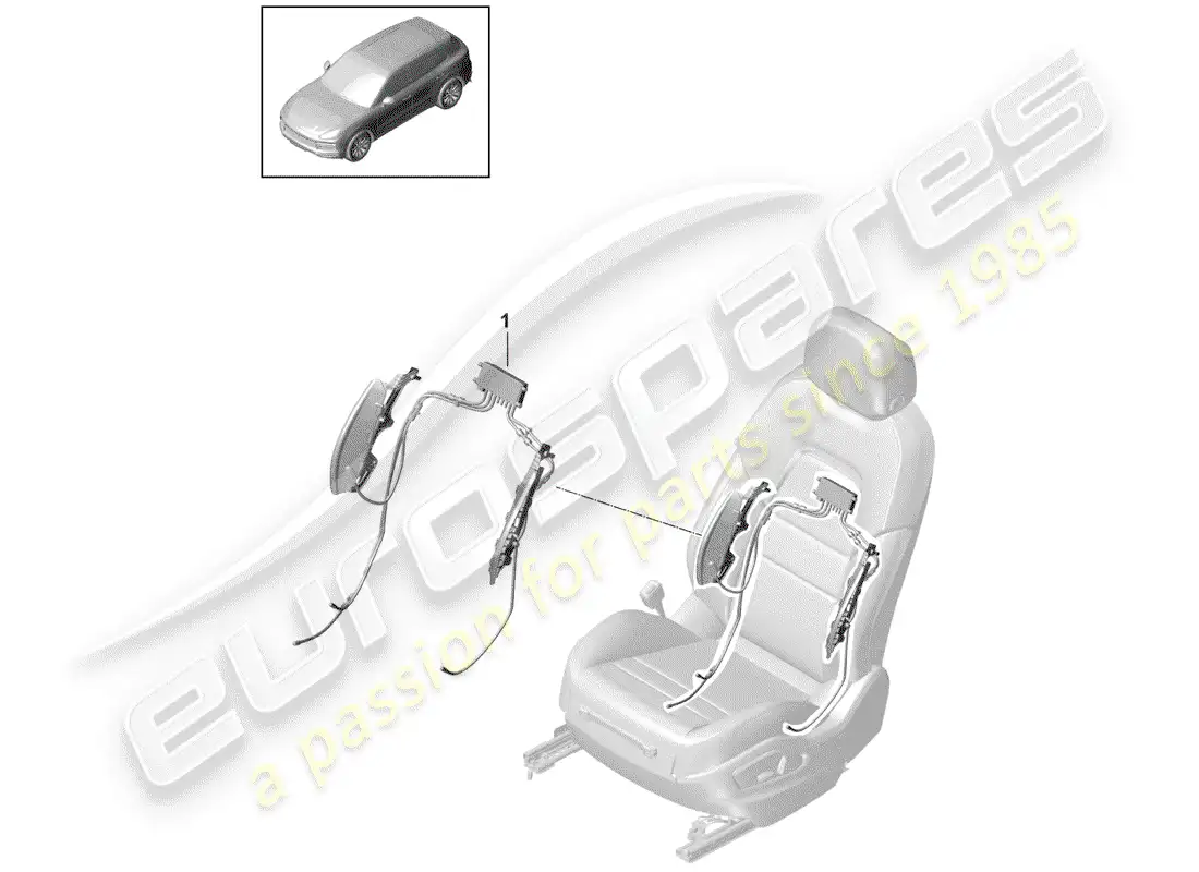 porsche 2020 (cayenne e3 9ya/9yb) pneumatic components for seat part diagram