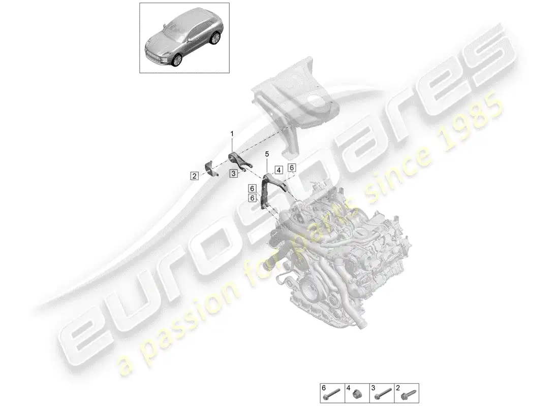 porsche 2019 (macan) engine lifting tackle parts diagram