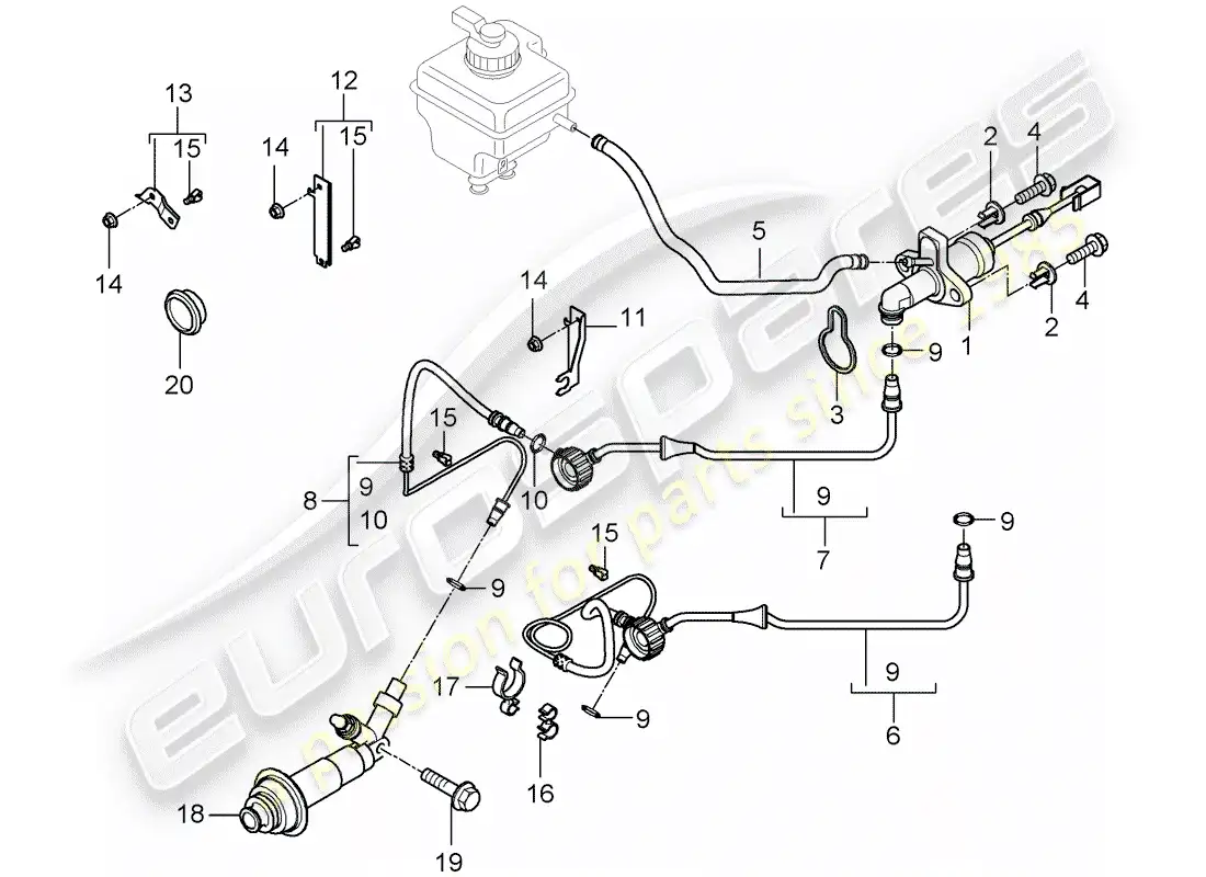 porsche 2007 (cayenne e1 9pa) hydraulic clutch parts diagram