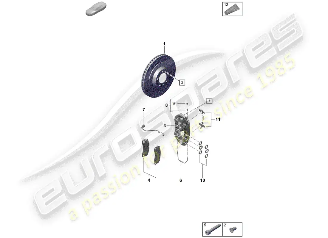 porsche 2019 (718 boxster spyder) disc brakes parts diagram