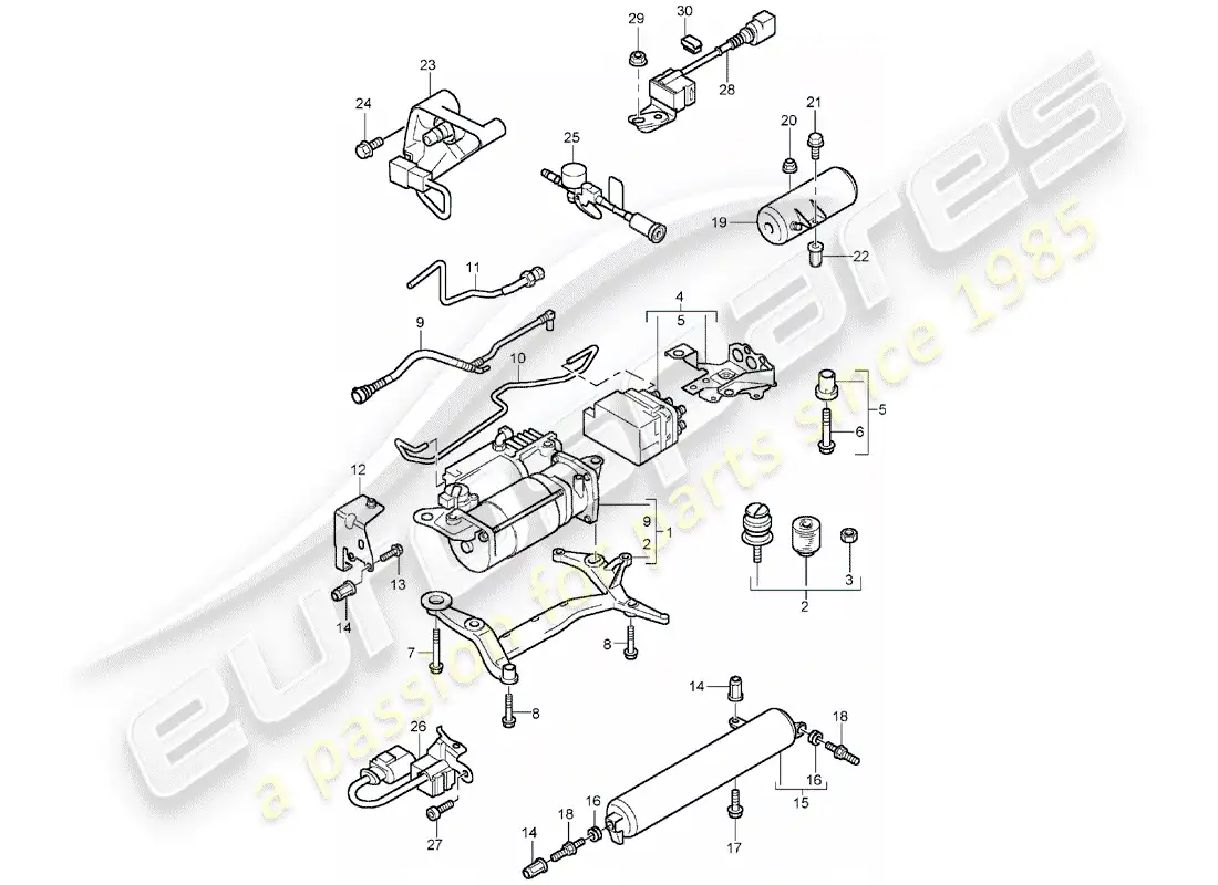 porsche 2003 (cayenne e1 9pa) self levelling system parts diagram