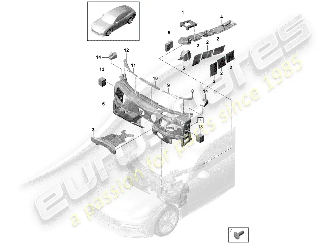 porsche 2017 (panamera 971-1) sound absorber part diagram