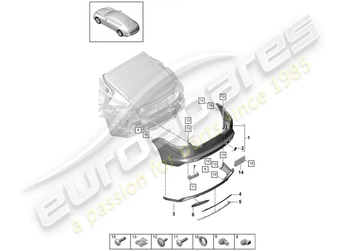 porsche 2017 (panamera 971-1) bumper part diagram