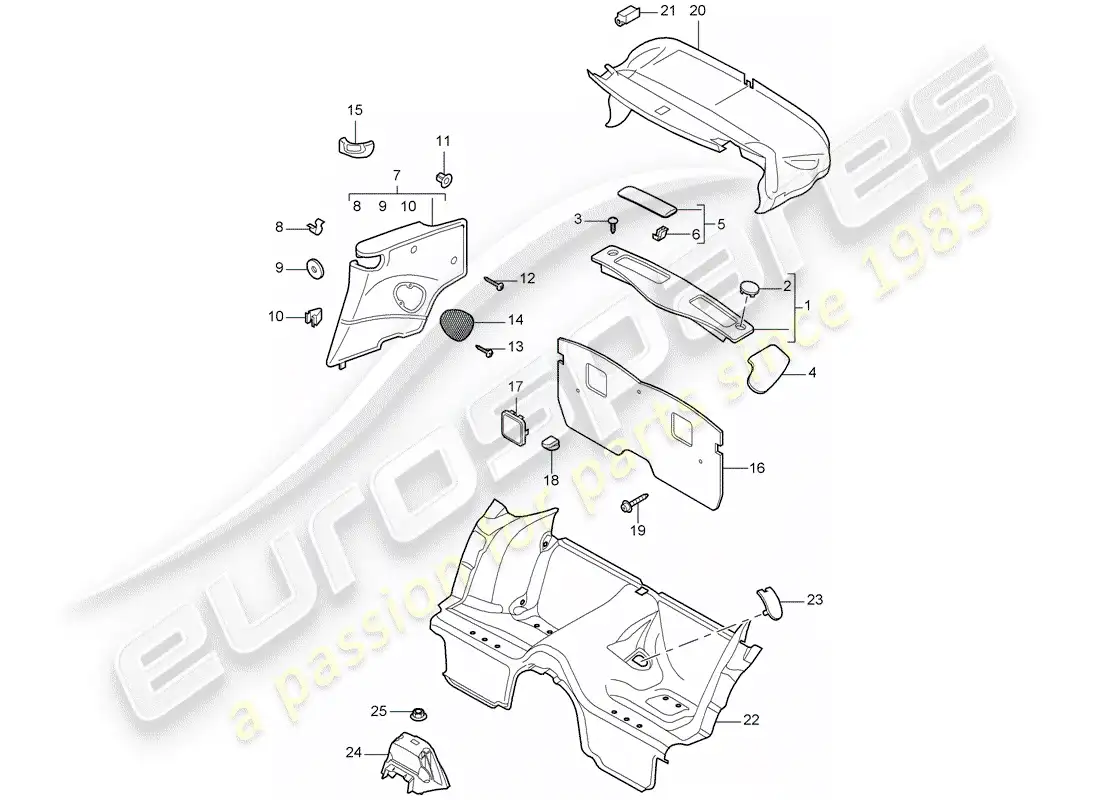 porsche 2012 (997-2 turbo / gt2 rs) trims part diagram