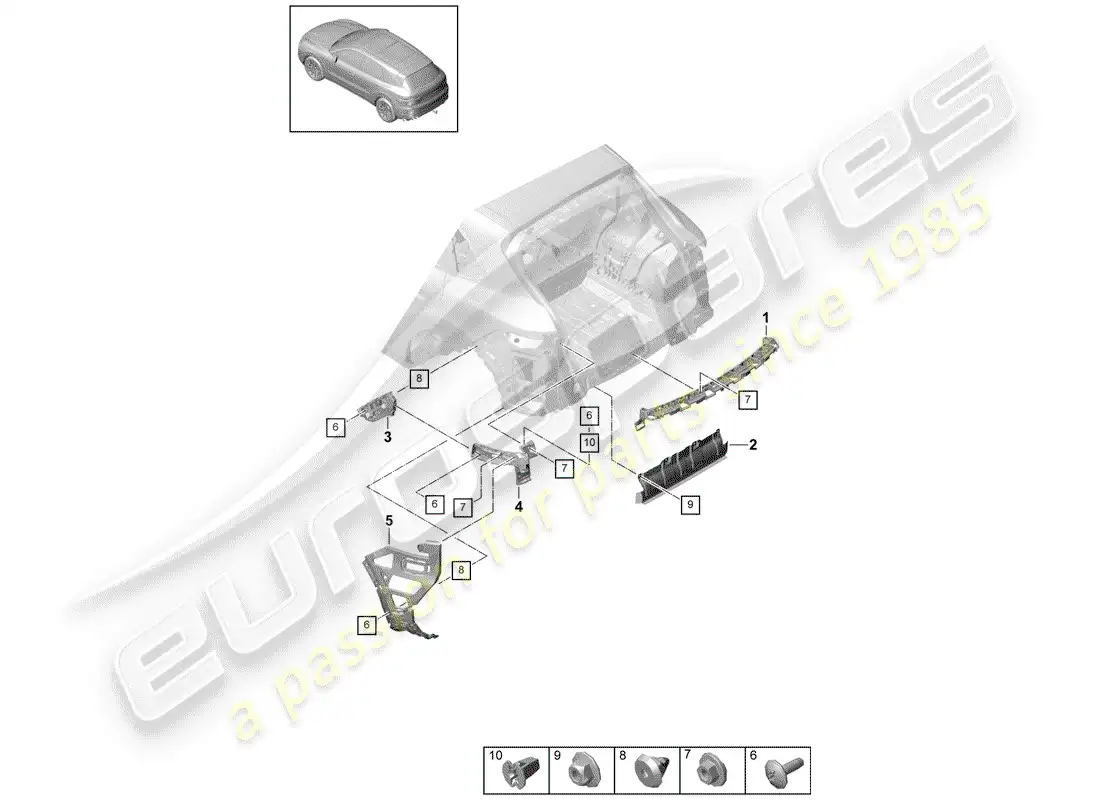 porsche 2020 (cayenne e3 9ya/9yb) fasteners part diagram