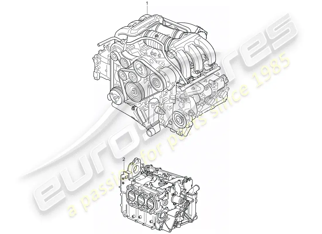 porsche 2002 (986 boxster) replacement engine - without: - driving disk - tiptronic - without: - flywheel - manual gearbox - without: - compressor parts diagram