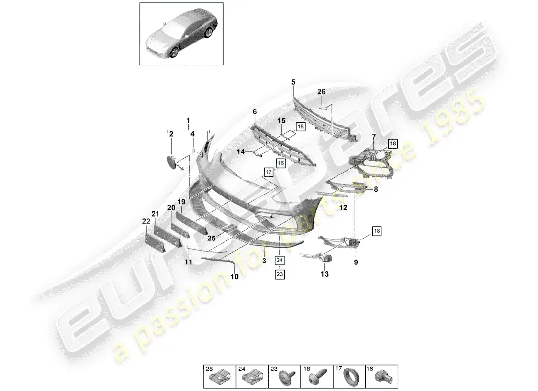 porsche 2019 (panamera 971-1) bumper parts diagram