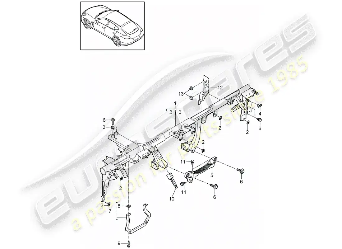 porsche 2012 (panamera 970) retaining frame parts diagram