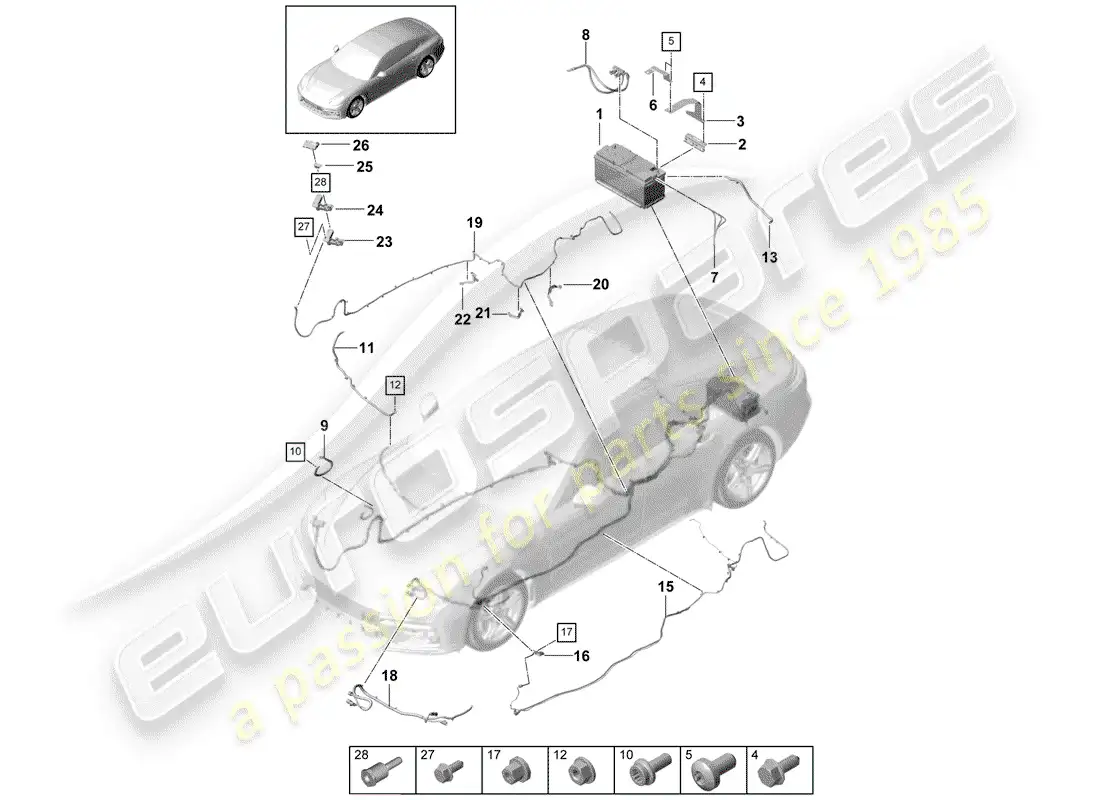 porsche 2019 (panamera 971-1) battery parts diagram
