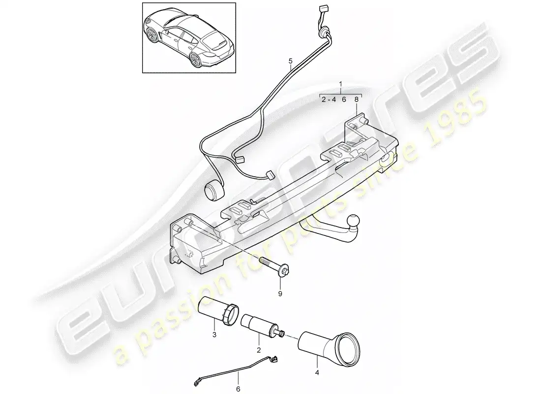 porsche 2012 (panamera 970) tow hitch parts diagram