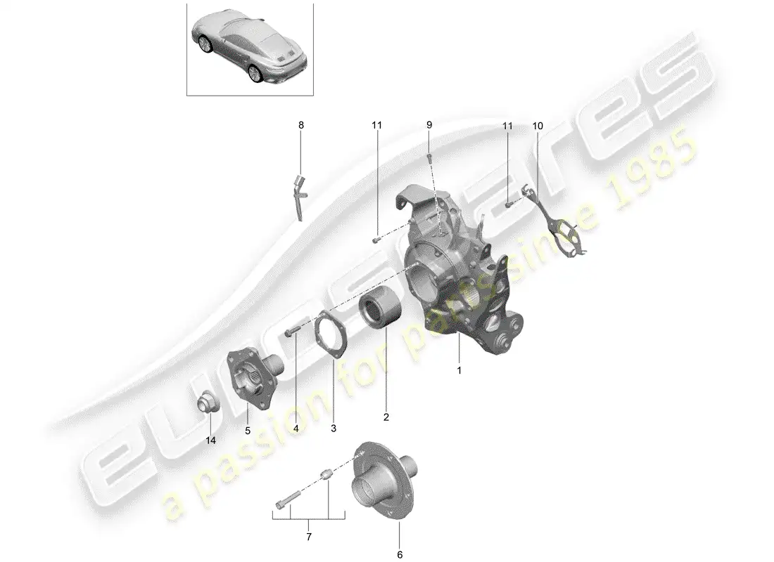 porsche 2015 (991-1 turbo) rear axle parts diagram