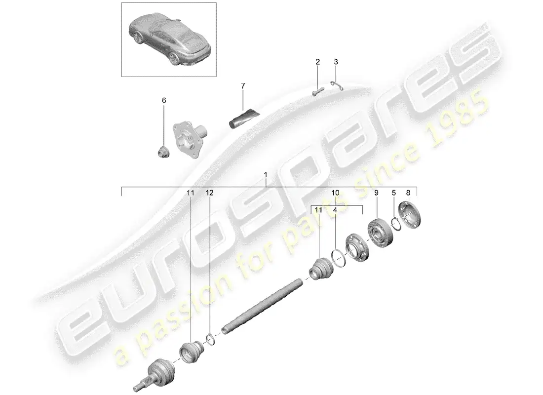 porsche 2015 (991-1 turbo) drive shaft parts diagram