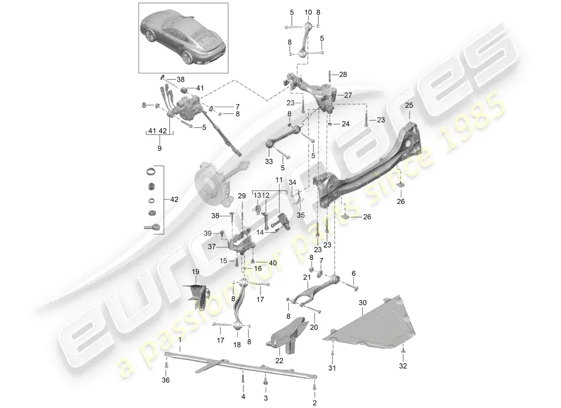 porsche 2015 (991-1 turbo) rear axle parts diagram