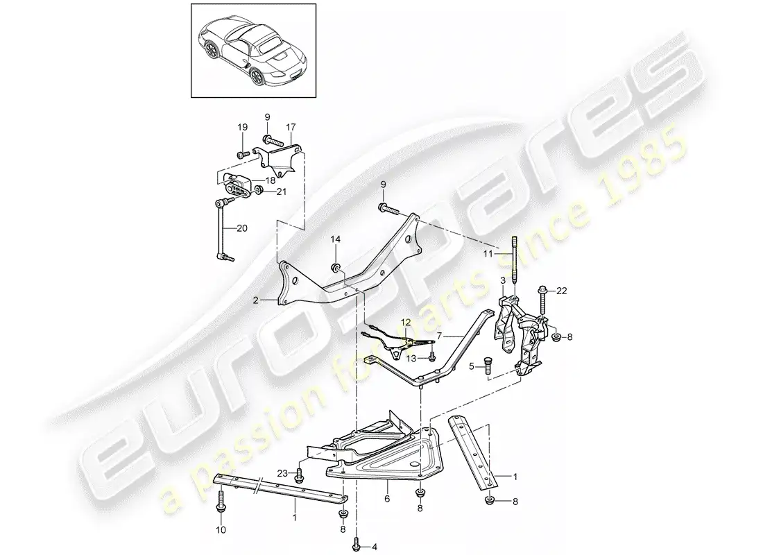 porsche 2009 (987 boxster) rear axle parts diagram