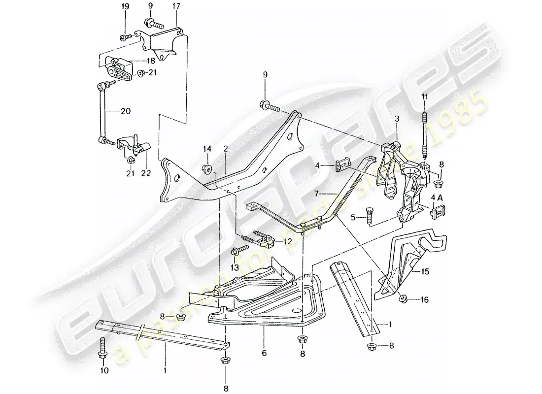porsche 1998 (986 boxster) rear axle - side panel - bracket parts diagram