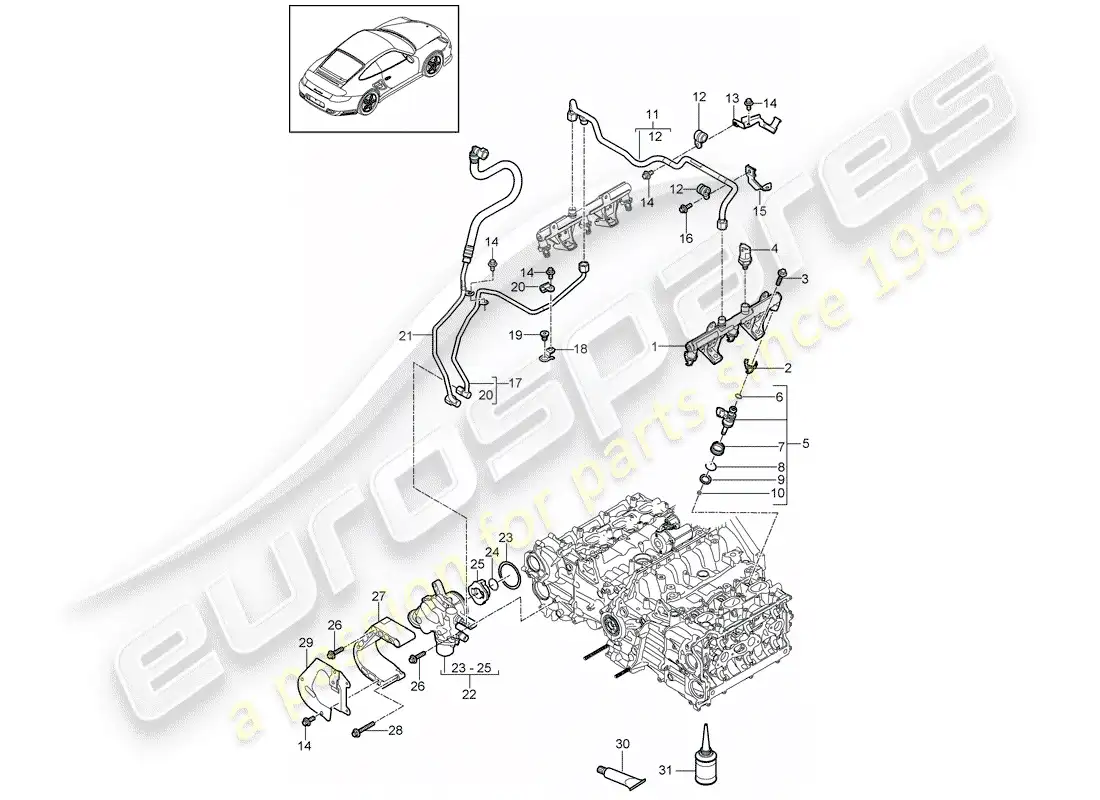 porsche 2011 (997-2 turbo / gt2 rs) fuel collection pipe parts diagram