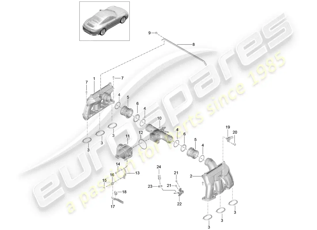 porsche 2017 (991-2) intake air distributor parts diagram