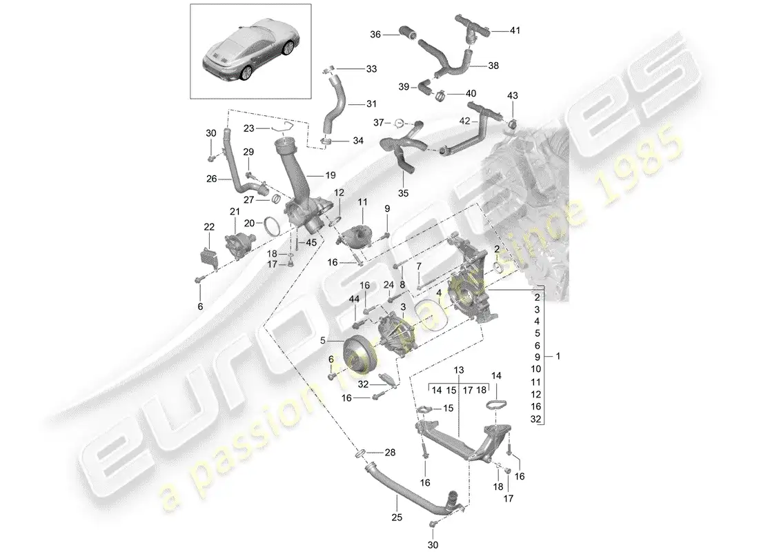 porsche 2017 (991-2 turbo) water pump part diagram