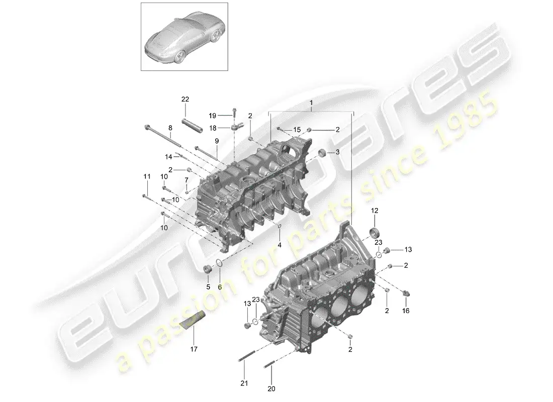 porsche 2013 (991-1) crankcase parts diagram