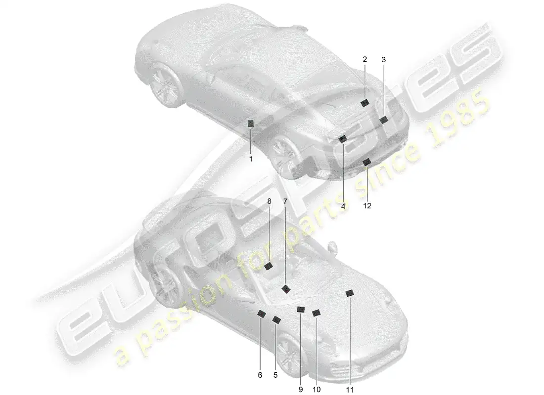 porsche 2016 (991-1 turbo) signs/notices parts diagram