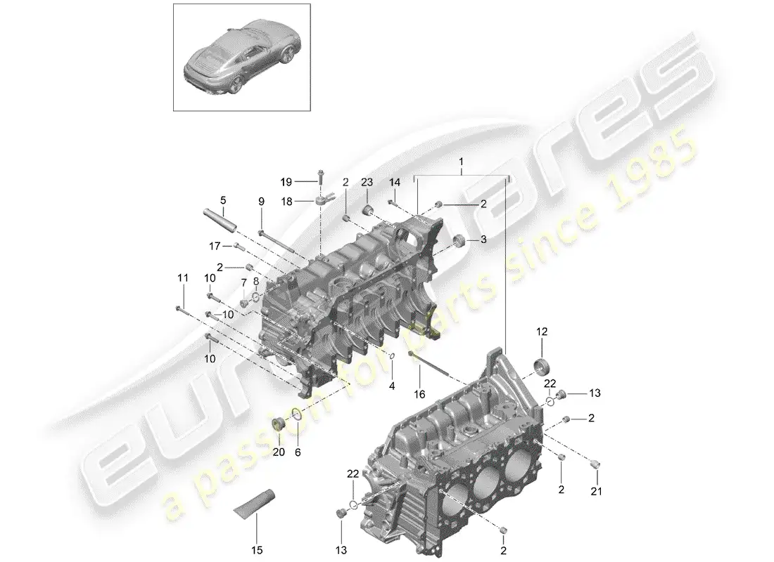 porsche 2016 (991-1 turbo) crankcase parts diagram