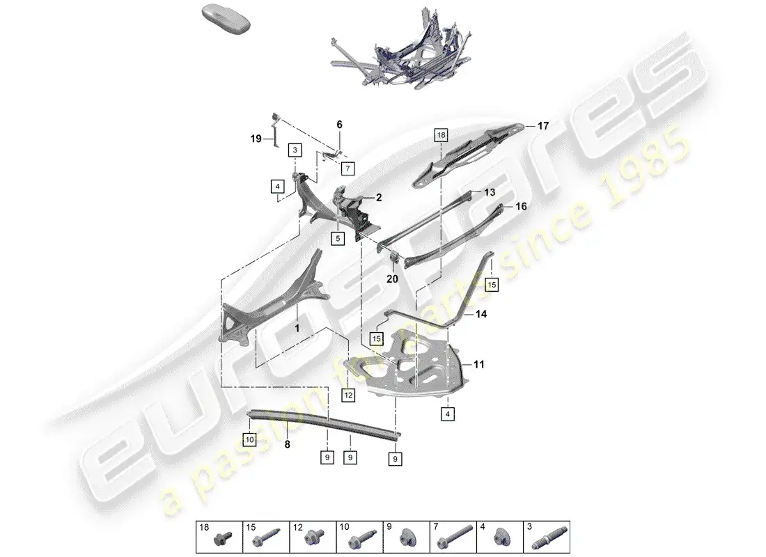 porsche 2020 (718 boxster spyder) side panel parts diagram