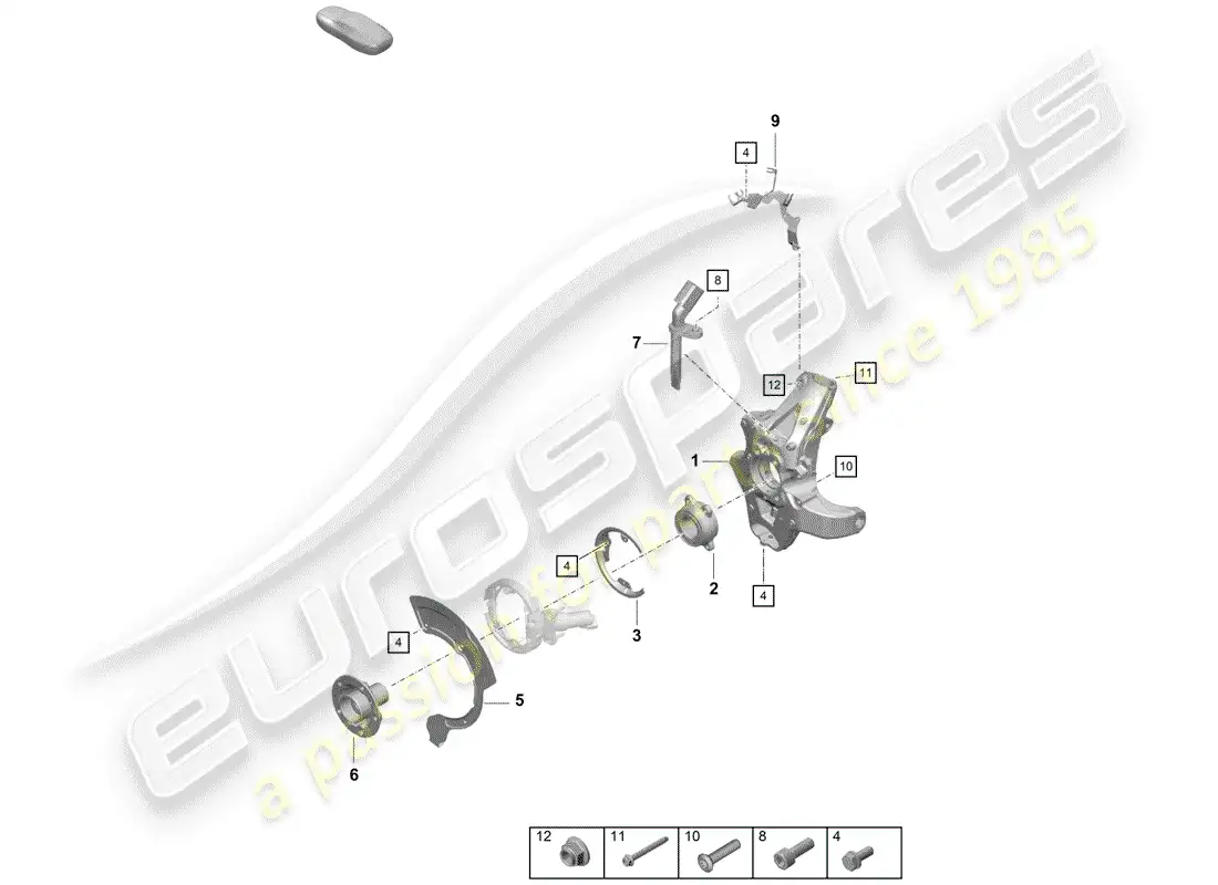 porsche 2020 (718 boxster spyder) wheel carrier parts diagram