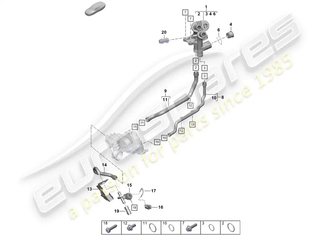 porsche 2020 (718 boxster spyder) water cooling parts diagram