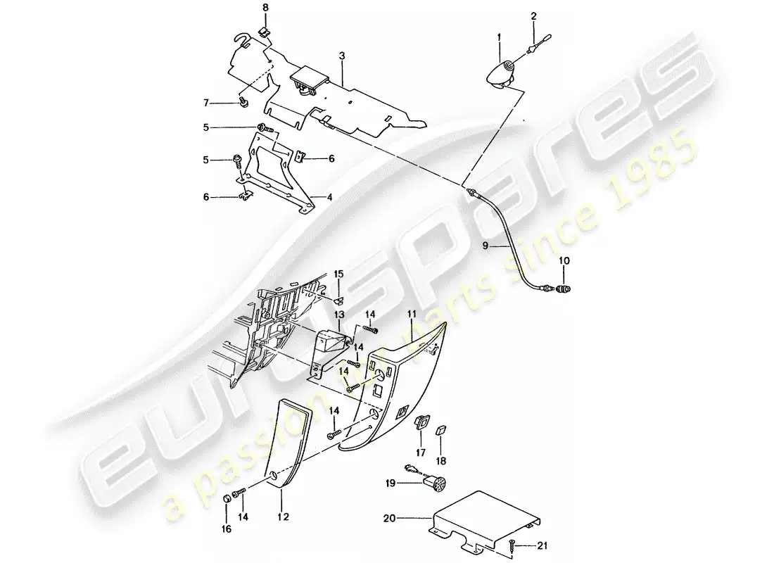 porsche 2001 (986 boxster) phone preparation parts diagram